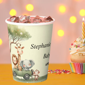 Cute Safari animals gender neutral baby shower Paper Cups