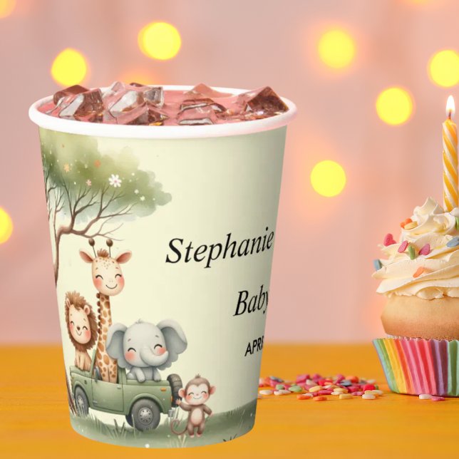 Cute Safari animals gender neutral baby shower Paper Cups (Creator Uploaded)