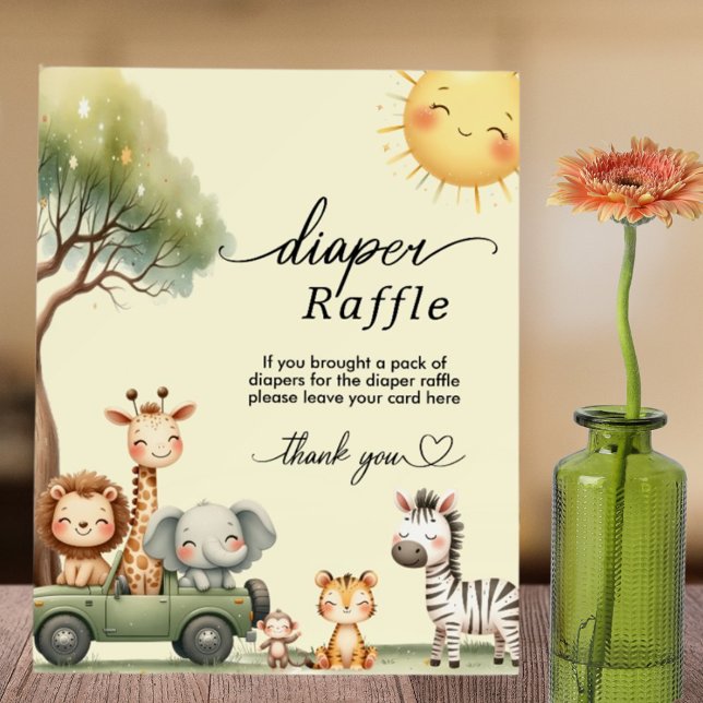 Cute safari animals gender neutral diaper raffle foam board (Creator Uploaded)