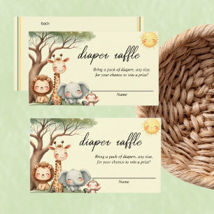 Cute Safari Animals gender neutral diaper raffle Note Card