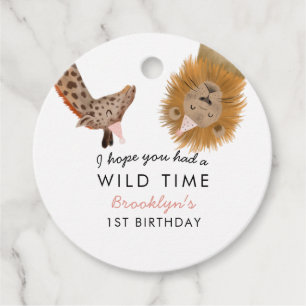 Cute Safari Animals Girl Birthday Party Favor Tags