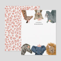 Cute Safari Animals Girls Note Card