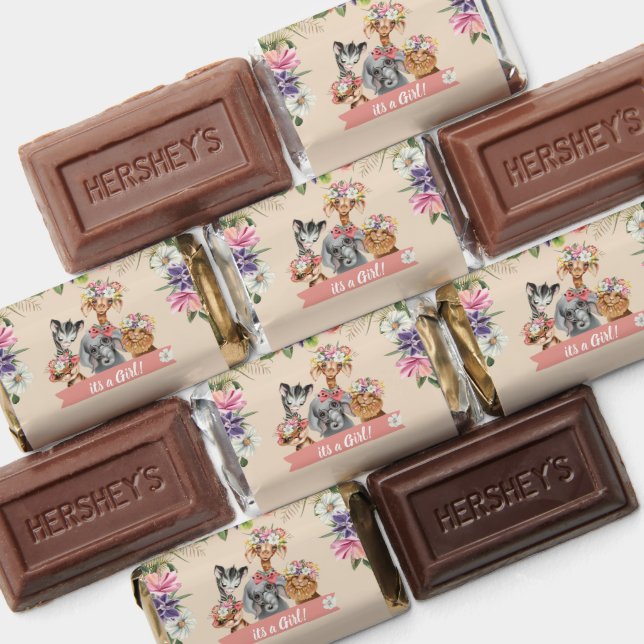 Cute Safari Animals It's a Girl Baby Shower Hershey's Miniatures (Assorted)