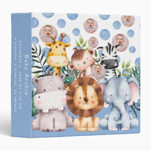 Cute Safari Animals Jungle Baby Photo Album 3 Ring Binder