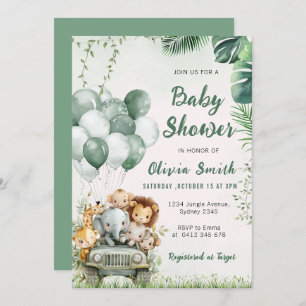 Cute Safari Animals Jungle Baby Shower Invitation