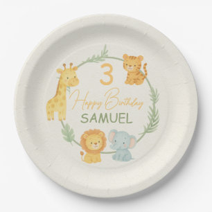 Cute Safari Animals Jungle Kids Birthday Party Paper Plates