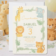 Cute Safari Animals Jungle Kids Party Birthday
