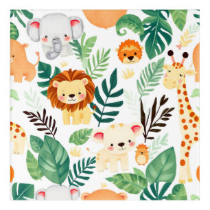 Cute Safari Animals Jungle Pattern Acrylic Print