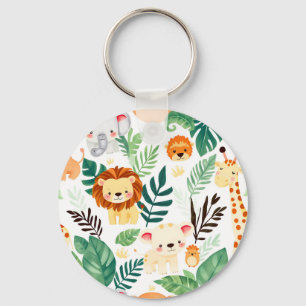Cute Safari Animals Jungle Pattern Keychain
