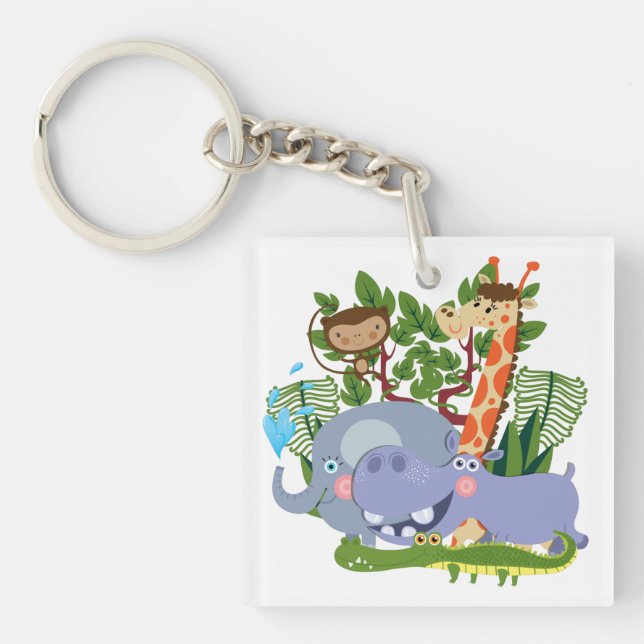 Cute Safari Animals Keychain (Front)