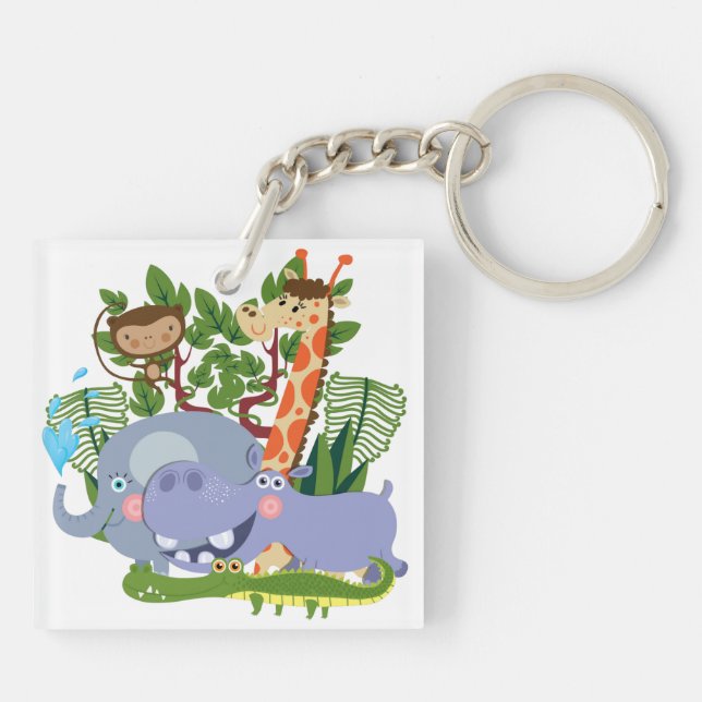 Cute Safari Animals Keychain (Back)
