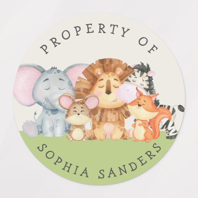 Cute Safari Animals Kids' Labels (Design 1)