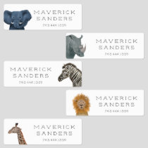 Cute Safari Animals Kids' Labels