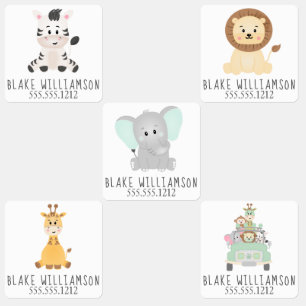 Cute Safari Animals Kids' Labels
