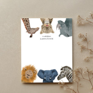 Cute Safari Animals Kids Note Card