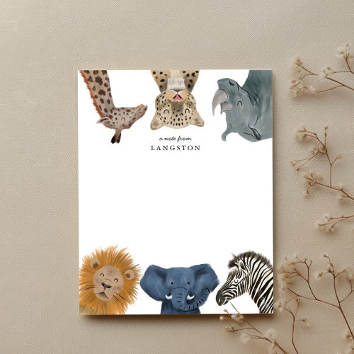 Cute Safari Animals Kids Note Card