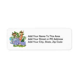Cute Safari Animals Label