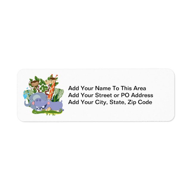 Cute Safari Animals Label (Front)