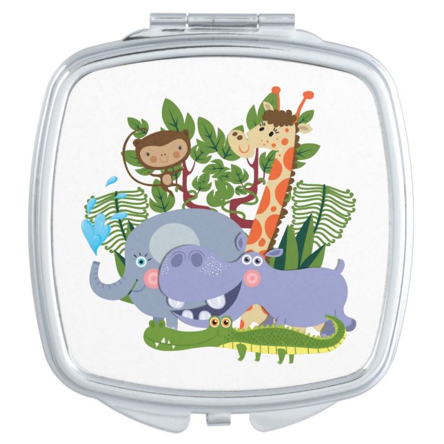 Cute Safari Animals Mirror For Makeup (Front)