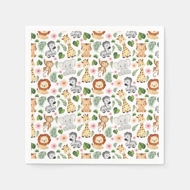 Cute Safari Animals Napkins (Front)