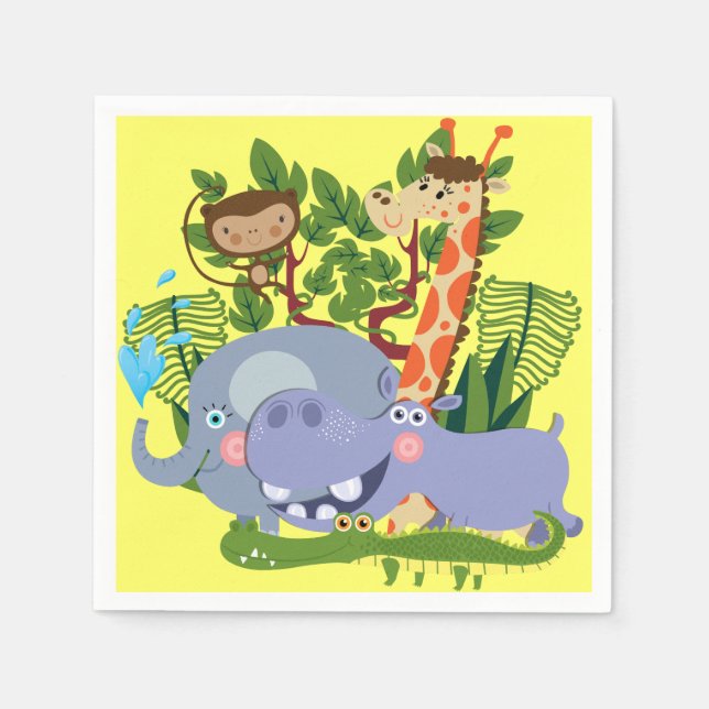 Cute Safari Animals Napkins (Front)