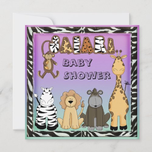 Cute Safari Animals Neutral Baby Shower Personalized Announcement