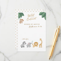 Cute Safari Animals New Mommy Advice Shower Cards