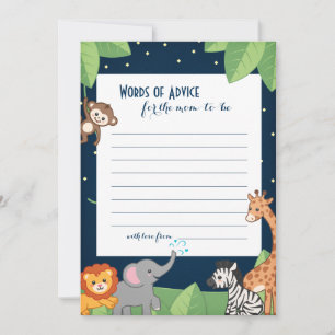 Cute Safari Animals New Mommy Advice Shower Cards
