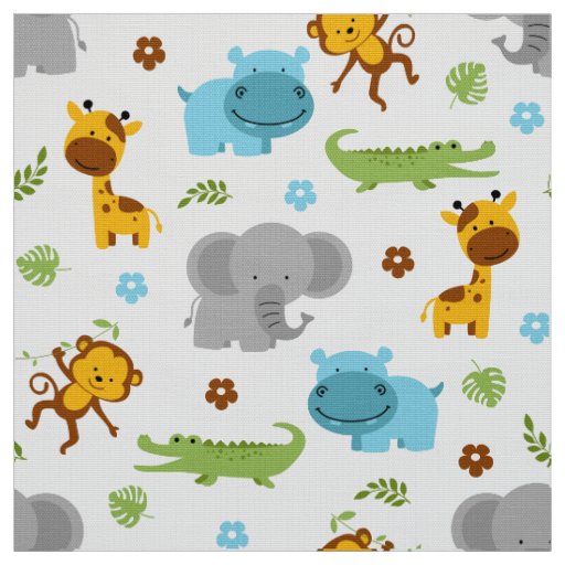Cute Safari Animals Nursery Fabric