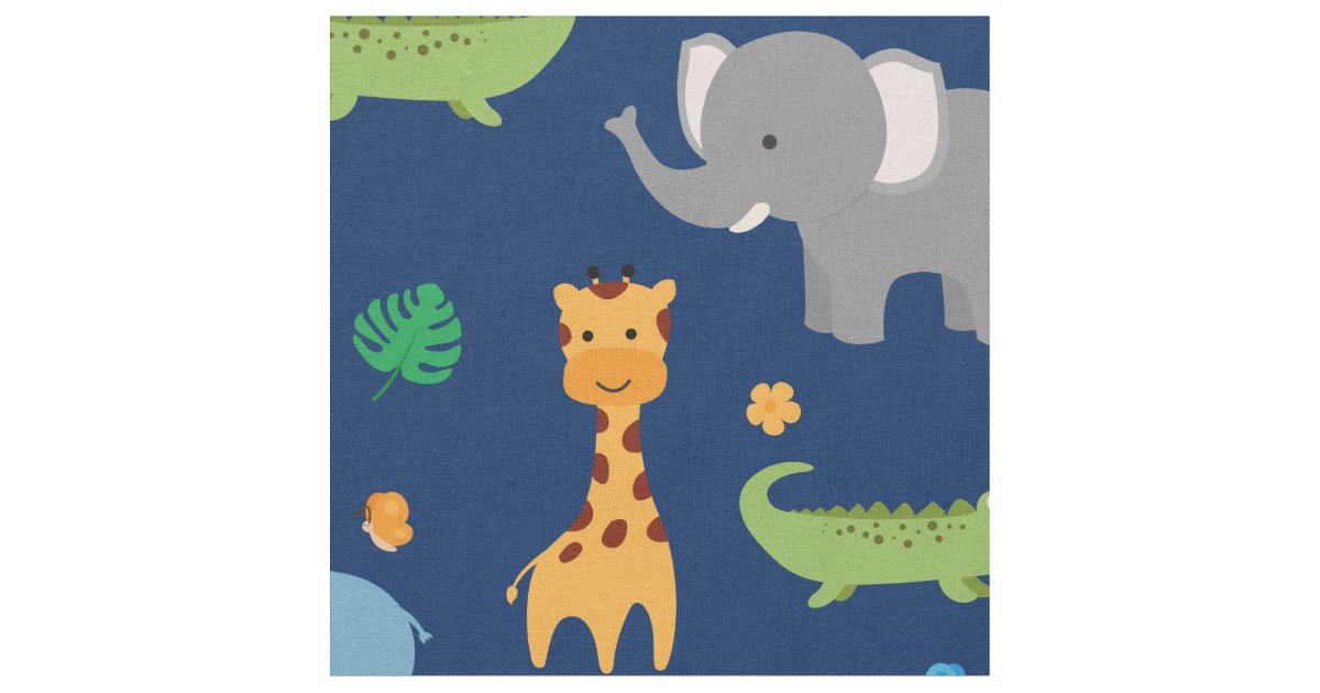 Cute Safari Animals Nursery Fabric
