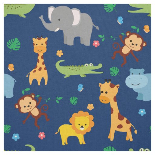 Cute Safari Animals Nursery Fabric
