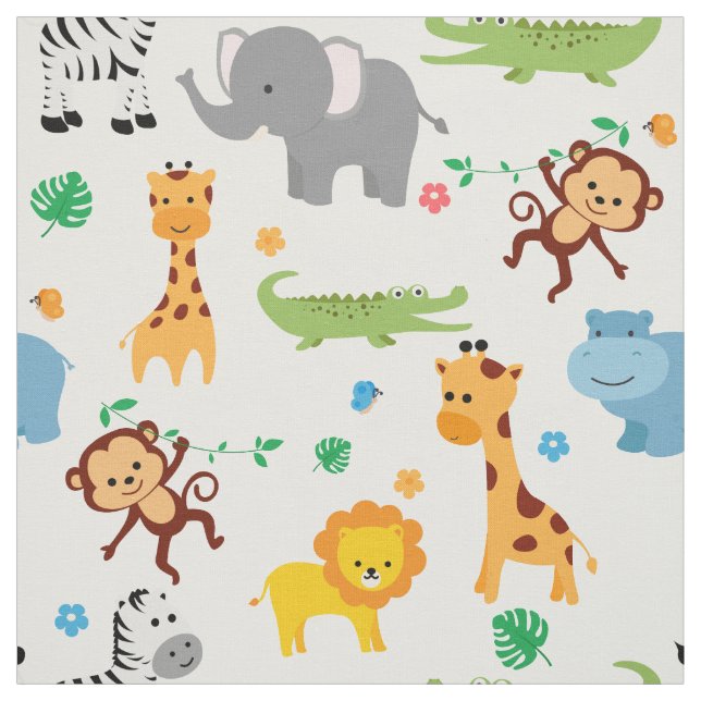 Cute Safari Animals Nursery Fabric (Swatch)