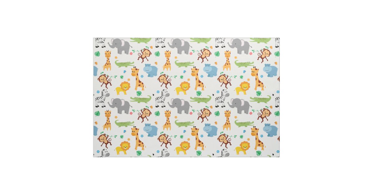 Cute Safari Animals Nursery Fabric Zazzle