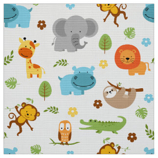 Cute Safari Animals Nursery Fabric