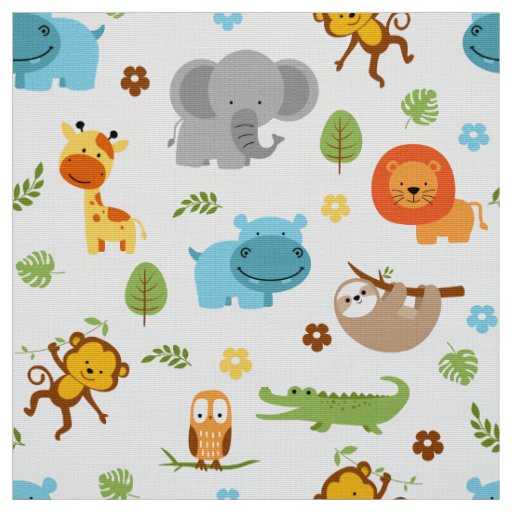 Cute Safari Animals Nursery Fabric