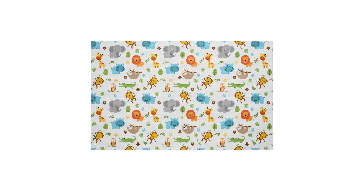 Cute Safari Animals Nursery Fabric Zazzle