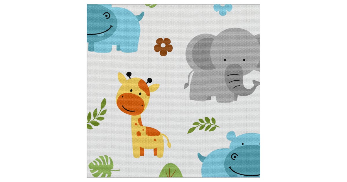 Cute Safari Animals Nursery Fabric Zazzle