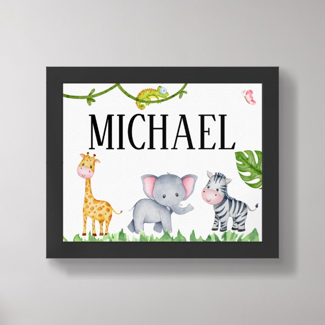 Cute Safari Animals Nursery Framed Art (Framed Front)