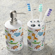 Cute Safari Animals Nursery Pattern Bathroom Set Cute Safari Animals Nursery Pattern Bathroom Set