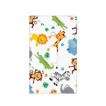 Cute Safari Animals Nursery Pattern Light Switch Cover