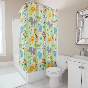 Cute Safari Animals Nursery Pattern Shower Curtain
