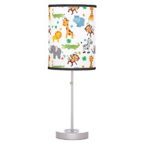 Cute Safari Animals Nursery Pattern Table Lamp