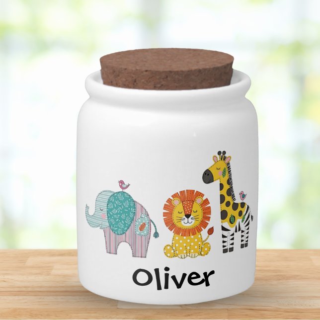 Cute Safari Animals Patchwork Candy Jar (Creator Uploaded)