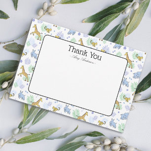 Cute Safari Animals Pattern Baby Shower Thank You Card