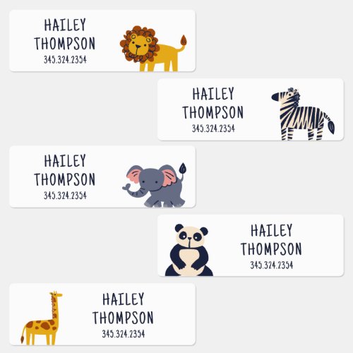 Cute Safari Animals Phone Number And Name  Kids Labels