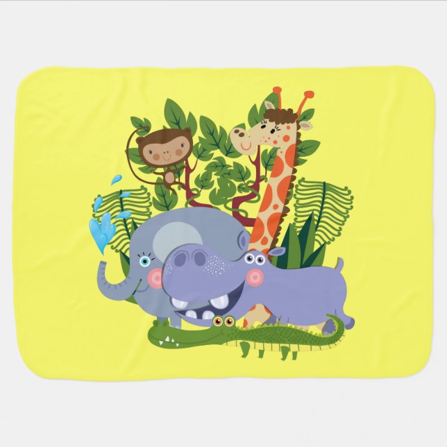 Cute Safari Animals Receiving Blanket (Horizontal)