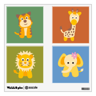 Cute Safari Animals Set of Wall Decals