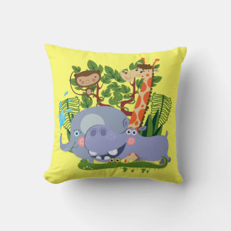 Cute Safari Animals Throw Pillow