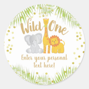 Cute Safari Animals Tropical Baby Shower Classic Round Sticker