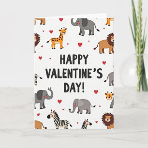Cute Safari Animals Valentines Day Card